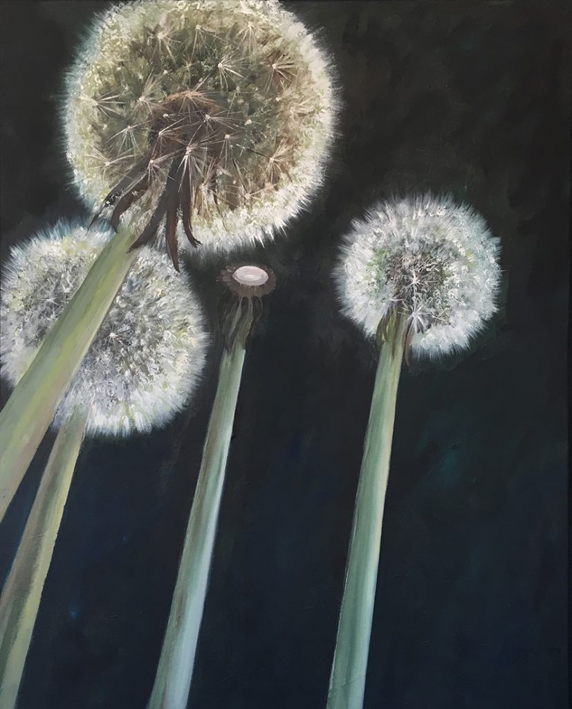 flowerscape nr 14 (dandelions) - 80x100 - olie op doek